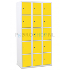 Classic SQ lockerkast, 3-koloms, 15-deurs, h180*b90*d50 cm, geel